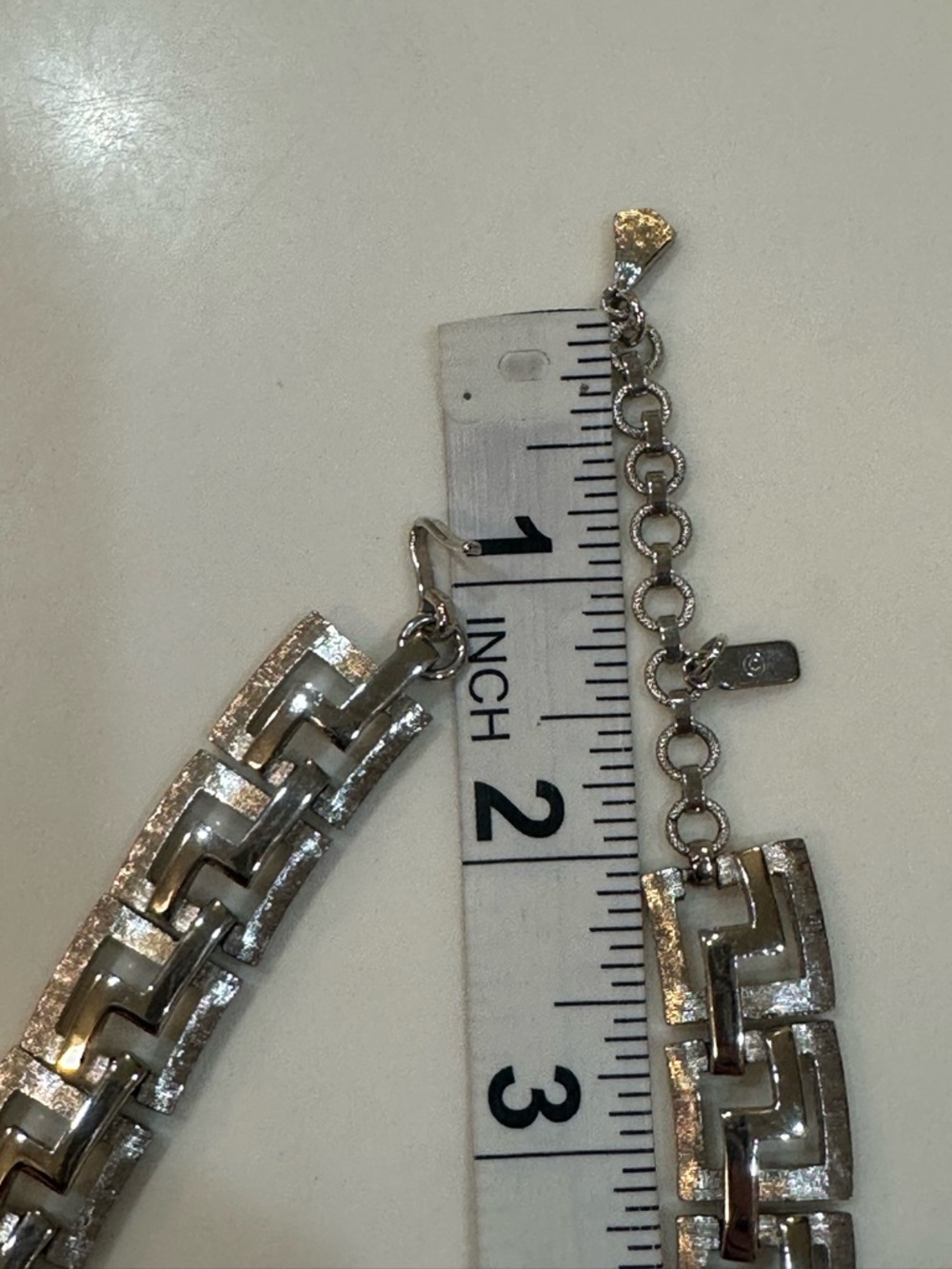Vintage Monet Silver Tone Greek Key Link Choker Necklace | 12”-14” - Picture 11 of 13